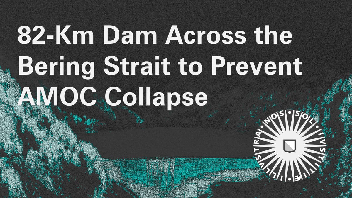 Utrecht University publish a study in Science Advances showing that an artificial closure of the Bering Strait could extend the safe carbon budget of the Atlantic Meridional Overturning Circulation, but only if the intervention happens early enough. The proposed structure would span 82 kilometers in three sections.