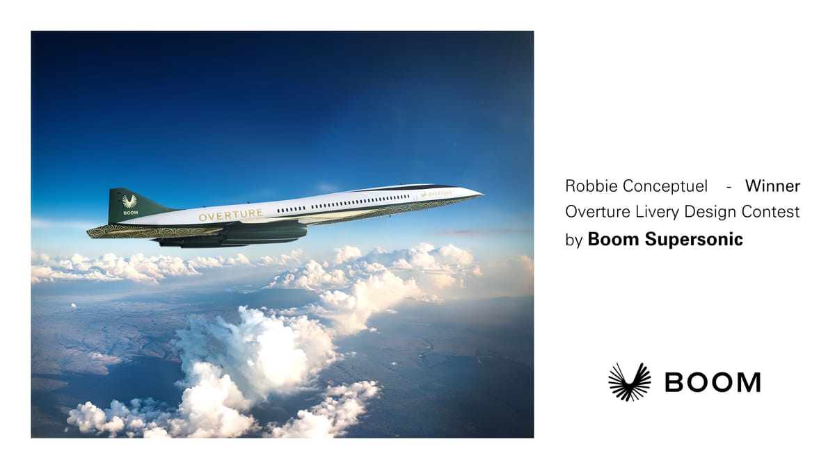 Boom Overture supersonic aircraft livery design concept by Robbie Conceptuel
